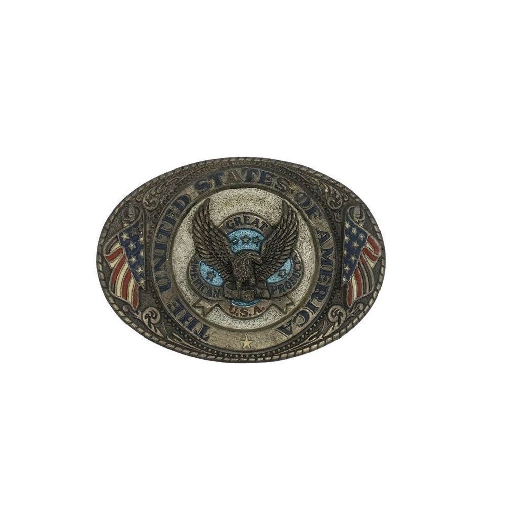 VTG 1986 Eagle BUCKLE United States of American flag biker gift Patriotic 1823